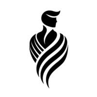 Abstract Silhouette of a Man with Flowing Garment, Modern in Black and White, Elegant Composition. vector