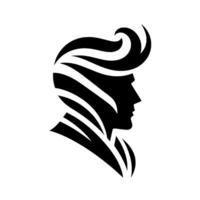Stylized Silhouette of a Man with Retro Hairstyle and Modern Minimalist on White Background. vector