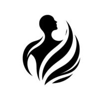 Minimalist silhouette of a person with abstract, flowing lines, forming a circular organic representing freedom and growth. vector