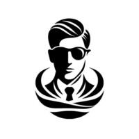 Sleek, Black White Stylish Man in Sunglasses, Modern Silhouette with Bold Lines and Elements vector