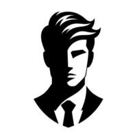 Black and White Geometric Portrait of a Suited Man with Stylish Hair, Split by Light and Shadow. vector