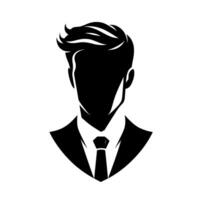 Silhouette of a Businessman in a Suit and Tie, featuring a stylized with a modern haircut, conveying professionalism and sophistication. vector