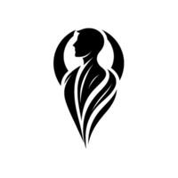 Silhouette of a Man Surrounded by Arcs and Leaflike Swirls, Modern Black White . vector