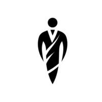 Minimalist Silhouette of a Person in a Suit, a Symbolic Representation of Growth, Elegance, and Professionalism on a White Background. vector