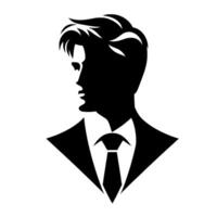 Silhouette of a Stylish Man in a Suit and Tie, Profile View, Emphasizing Modernity and Professionalism, Presented in a Clean, Minimalist . vector