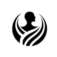 Abstract Black and White Featuring a Human Silhouette Embraced by Organic, Flowing, Curved Elements, Symbolizing Harmony and Growth. vector