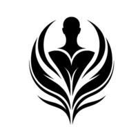 Silhouette of a Human Figure Enveloped in a Florallike , a Symbolic Representation of Inner Strength, Unity, and Growth, on a White Backdrop. vector