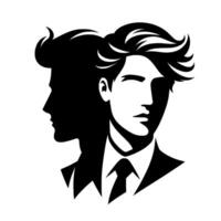 A modern minimalist illustration of a mans face with a shadow profile, embodying elegance and sophistication. vector
