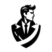 Bold Illustration of a Stylish Man in a Suit, Profile View, Modern Retro , Black and White. vector