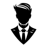 Silhouetted Portrait of a Stylish Man in a Suit and Tie, Representing Elegance and Professionalism with Modern Haircut. vector
