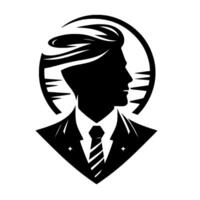 Silhouette of a Stylish Man in a Suit, Set Against a Circular, Abstract , Depicting a modern, classic aesthetic. vector