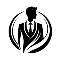 Silhouette of a Sophisticated Businessman in a Suit, Encircled by Dynamic, Curved Lines, Exuding Professionalism and Style. vector