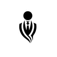 Minimalist Black and White Depicting a Formal Figure in a Suit, Tie, and Head Shape, with a clean and modern style. vector