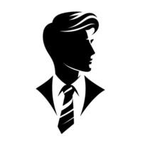 Silhouette of a Man in a Suit, Profile View, Dramatic Lighting and Clean Lines in Black and White, Business . vector