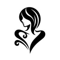 Minimalist Silhouette of a Womans Profile with Short Hair and Ornate Shoulder on White. vector