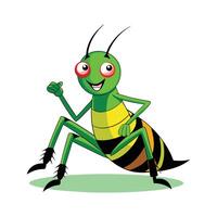 Charming Cricket on a Leaf vector