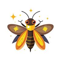 Cute Firefly on a White Background vector