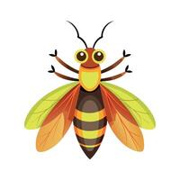 Charming Firefly Character on Green Background vector