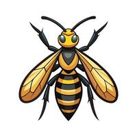 Realistic Hornet on a Leaf vector