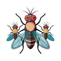 Realistic House Flies on White Background vector