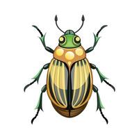 Charming June Bug Character on White Background vector