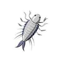 Charming Silverfish on a White Background vector