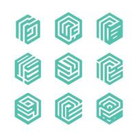 Grid Cube Box Linear Collection Logo vector