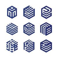 Shell Cube Box Linear Collection Logo vector