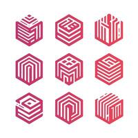 Craft Cube Box Linear Collection Logo vector