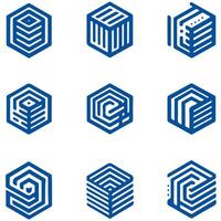 Axis Cube Box Linear Collection Logo Design vector
