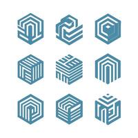 Pure Cube Box Linear Collection Logo vector