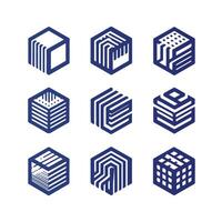 Axis Cube Box Linear Collection Design vector