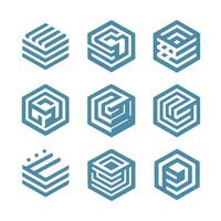 Stream Cube Box Linear Collection Logo Design vector