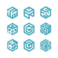 Wave Cube Box Linear Collection Logo vector