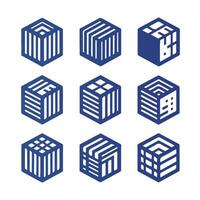 Vault Cube Box Linear Collection Logo vector