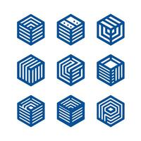 BoxGrid Cube Box Linear Collection Logo vector