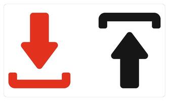 Download and Upload in red color vector