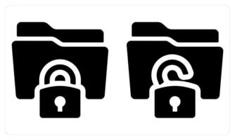 Folder Lock Folder Unlock in black color vector
