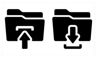 Folder Upload Folder Download in black color vector
