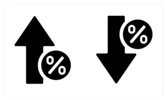 Interest Rate Up Interest Rate Down in black color vector