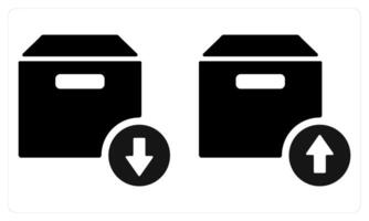 Upload Box Download Box in black color vector