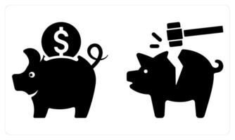 Savings Savings Broken in black color vector