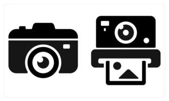 DSLR and Instant Camera in black color vector