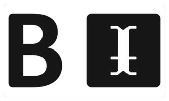 Bold and Italic in black color vector