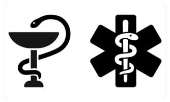 Asclepious and Caduceus in black color vector