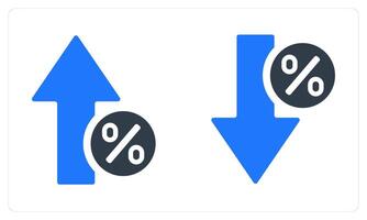 Interest Rate Up Interest Rate Down in blue color vector