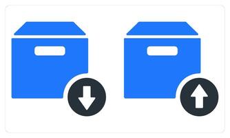 Upload Box Download Box in blue color vector