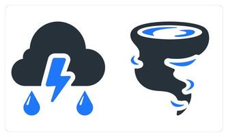 Thunderstorm and Hurricane in blue color vector