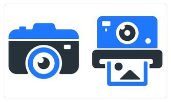 DSLR and Instant Camera in blue color vector