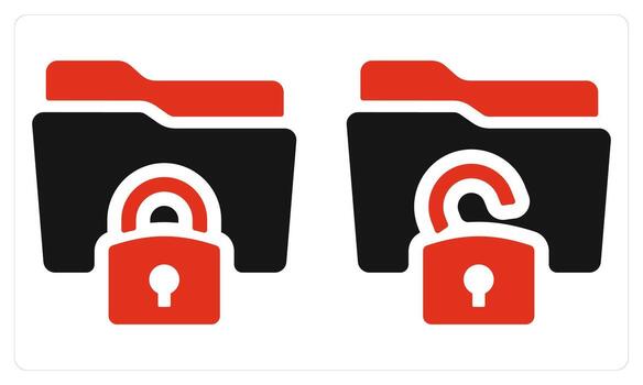 Folder Lock Folder Unlock in red color vector